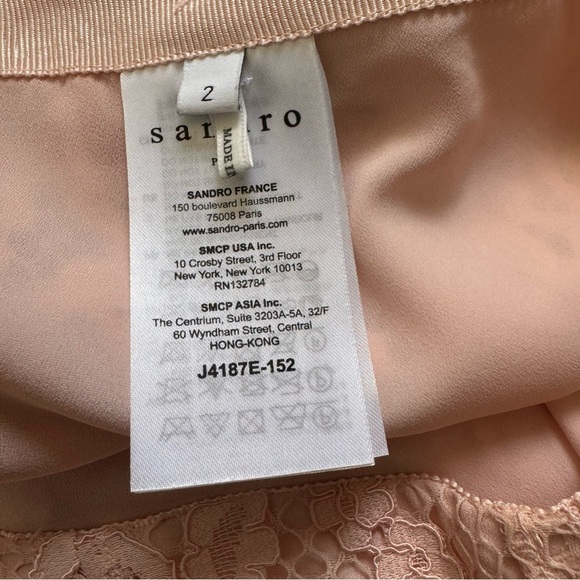 Sandro Pale Pink Pleated Detail Floral Lace Midi Skirt size 2 - Picture 13 of 14